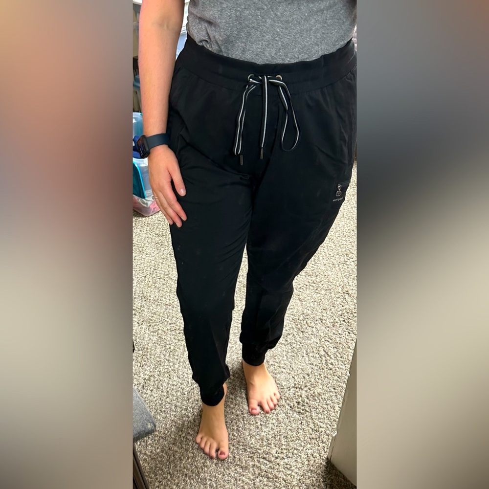 Black Healing Hands Jogger Style Scrub Pants